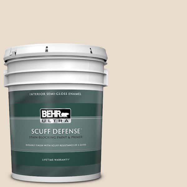 BEHR ULTRA 5 gal. #OR-W11 White Mocha Extra Durable Semi-Gloss Enamel Interior Paint & Primer