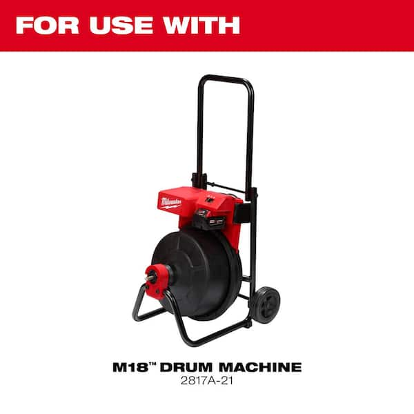 Milwaukee M18 18 Volt Lithium Ion 3/8 in x 75 ft Cable Cordless Drain Cleaning Drum Machine Kit w/X Large Cut 1 Work Gloves (3PK)