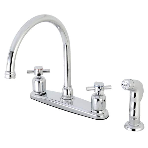 Kingston Brass Concord 2-Handle Standard Kitchen Faucet with Side Sprayer in Polished Chrome