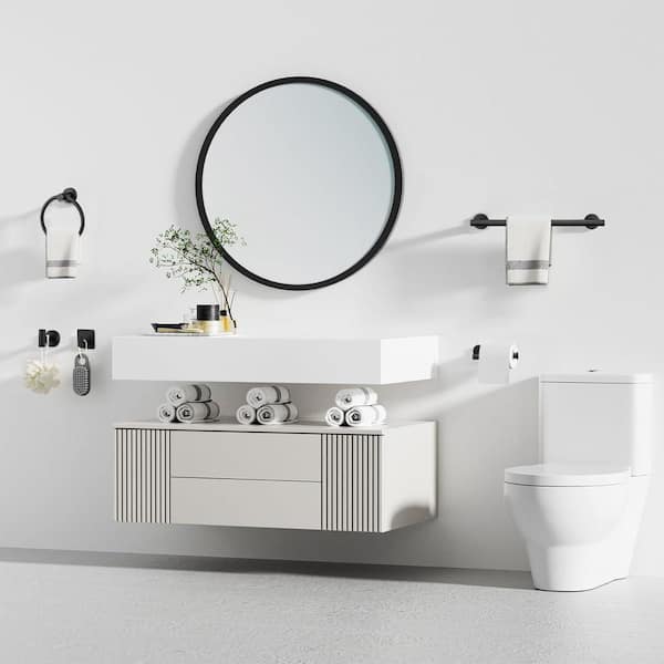 14-Piece Bath Hardware Accessories Set Towel Bar Set Wall Mounted in Matte Black