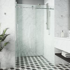 Elan E-Class 52 to 56 in. W x 76 in. H Sliding Frameless Shower Door in Chrome with 3/8 in. (10mm) Clear Glass