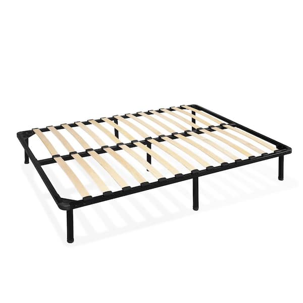 Furinno Cannet Full Metal Platform Bed, Double Metal Bed Frame With Wooden Slats
