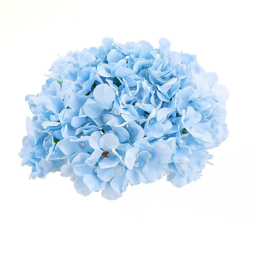 11.1 in. Blue Outdoor Artificial Hydrangea Flower for Decoration (Set of 64