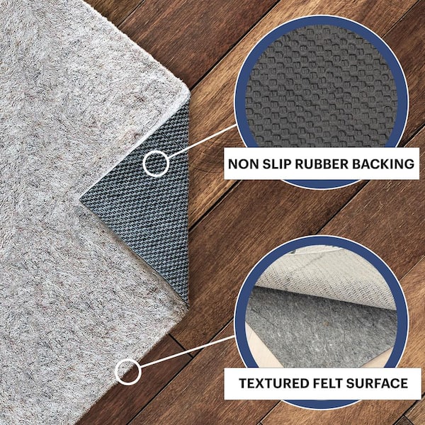 Gorilla Grip Felt and Natural Rubber Rug Pad, 1/8” Thick, 2x8 ft Protective Padding for Under Area Rugs, Cushioned Gripper Pads for Carpet, Runners, H
