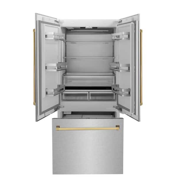 Autograph Edition 36 in. 3-Door French Door Refrigerator Ice & Water in Fingerprint Resistant Stainless & Polished Gold