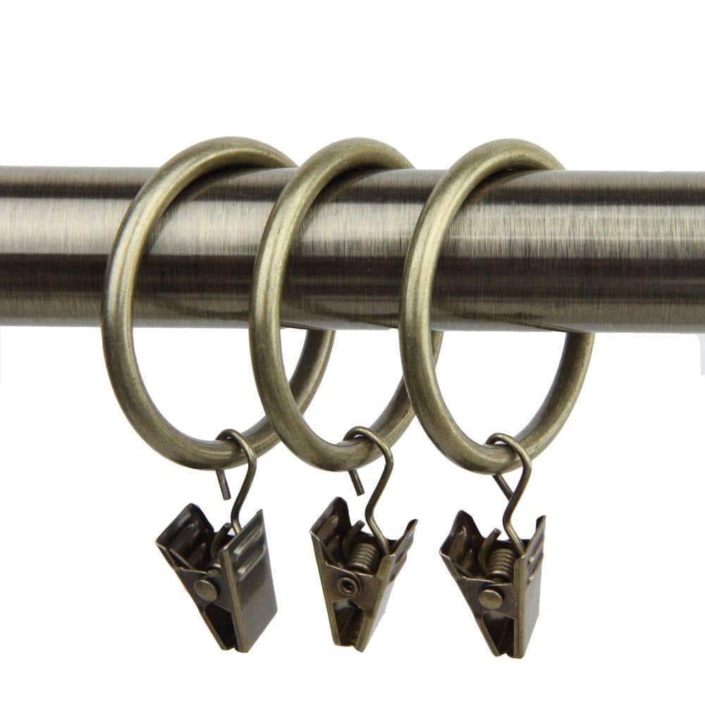 Urbanest 10PK Metal Curtain Drapery Rings w/ Clips & Eyelets,Fits up to 3/4" rod 