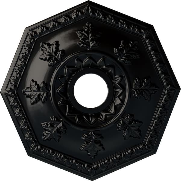 Ekena Millwork 1-1/2" x 18" x 18" Polyurethane Nottingham Ceiling Medallion, Hand-Painted Jet Black