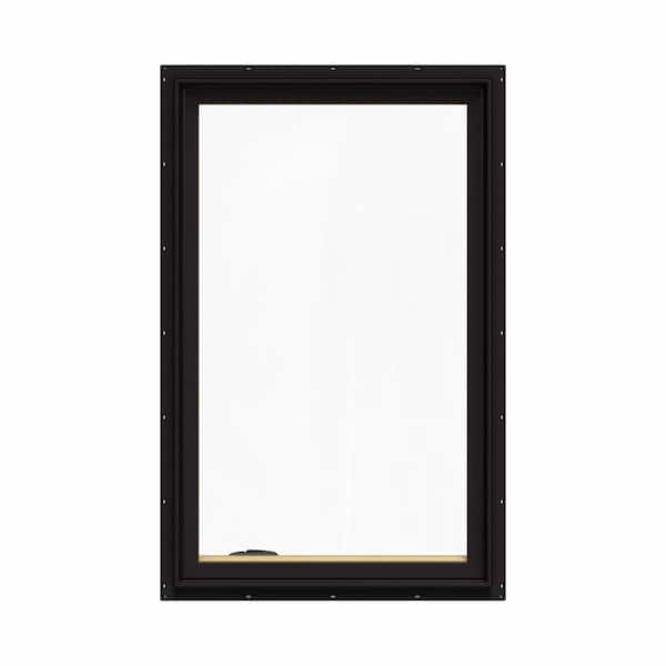 JELD-WEN 30.75 in. x 48.75 in. W-2500 Series Black Painted Clad Wood Left-Handed Casement Window with BetterVue Mesh Screen