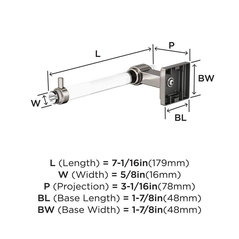 Clear and Brushed Nickel Single Post Toilet Paper Holder