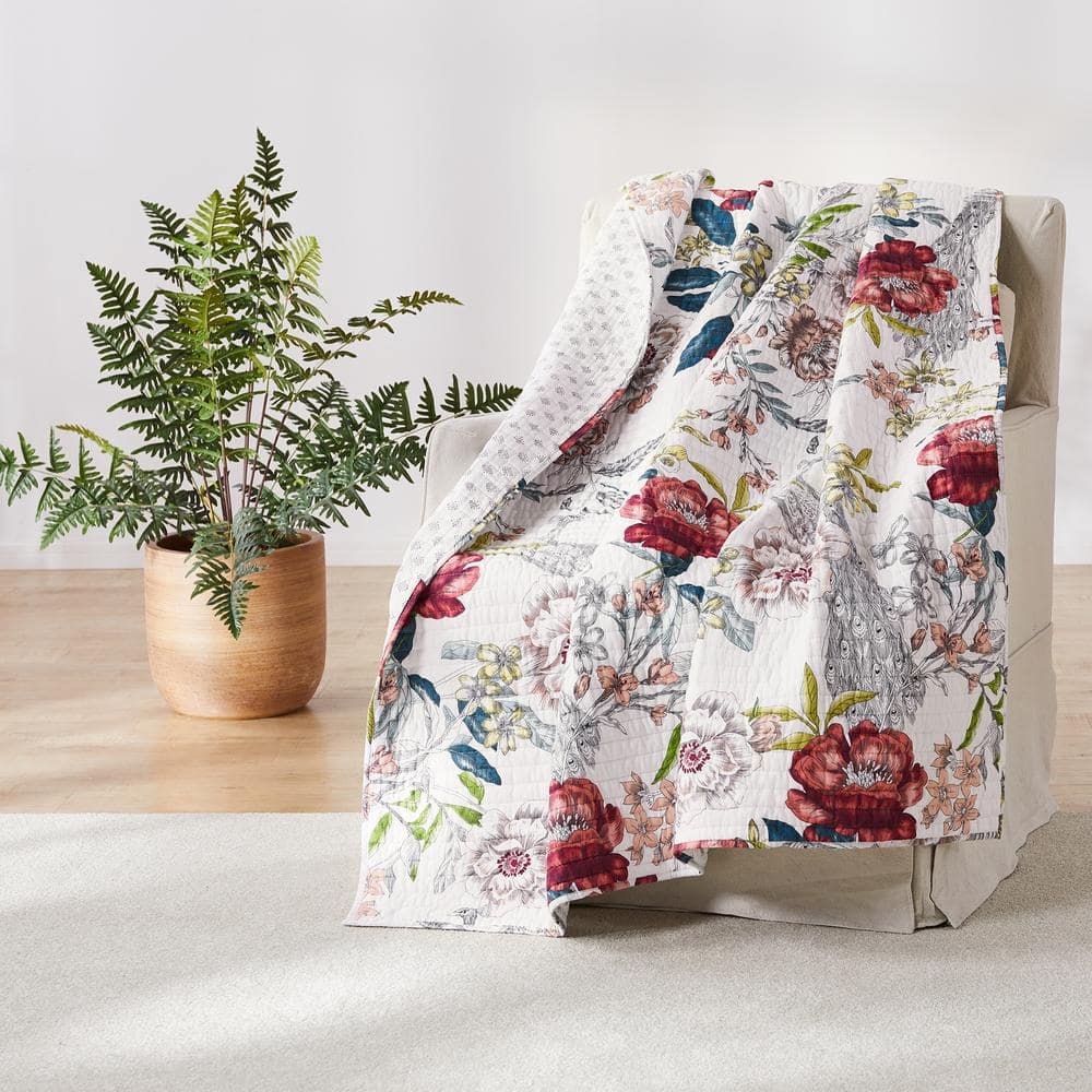 LEVTEX HOME Montecito Multicolor Floral, Bird Quilted Cotton Throw ...
