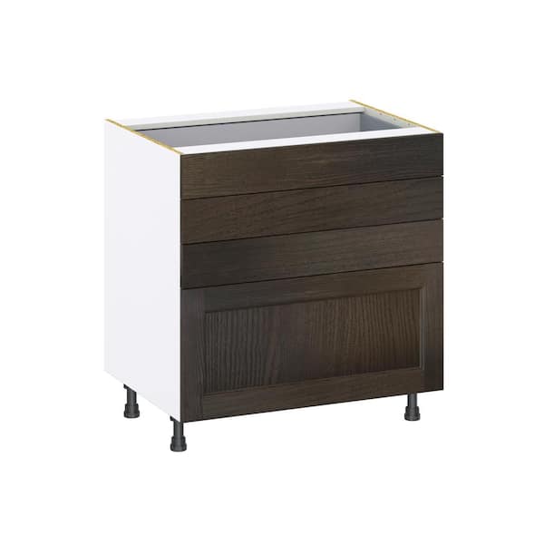 Georgetown 33 in. W x 24 in. D x 34.5 in. H Assembled Drawer Base Kitchen Cabinet in Chestnut with 4-Drawers