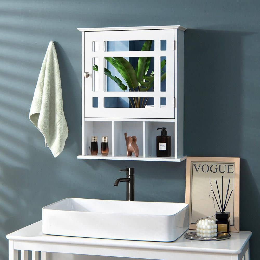 Mirrored Medicine Cabinet Bathroom Wall Mounted Storage W/Adjustable Shelf White price history on PriceWatchPro