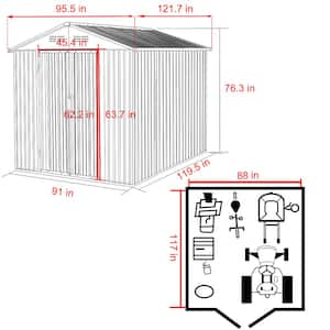 8 ft. W x 10 ft. D Metal Outdoor Storage Shed 80 sq. ft., Gray