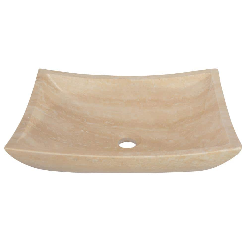 Eden Beige Stone Rectangular Bathroom Sink, 14.75''