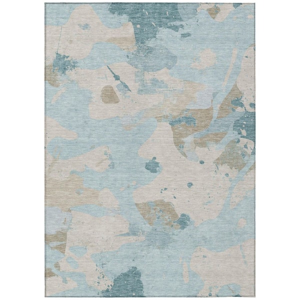 Chantille Machine Washable Indoor/Outdoor Abstract ACN3058 Teal 5 ft. x 7 ft. 6 in. Area Rug