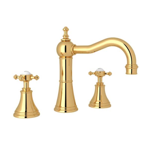 Georgian Era 8 in. Widespread 2-Handle Bathroom Faucet in English Gold