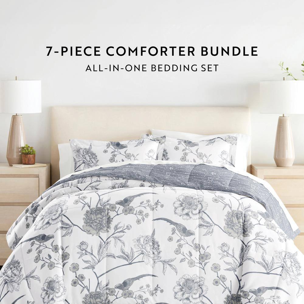 Twin Pastel Blue Reversible Microfiber Bed in a Bag Set