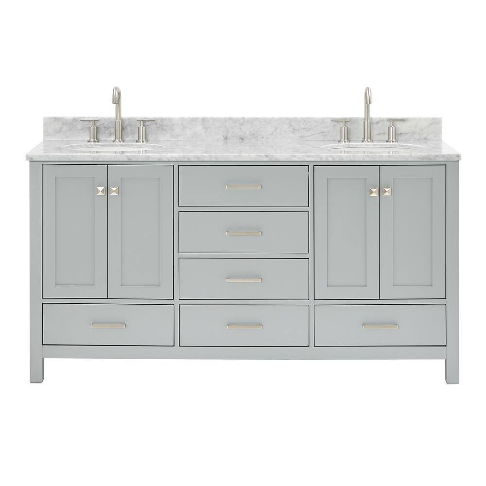 Cambridge 67" Gray Double Freestanding Vanity with Marble Top