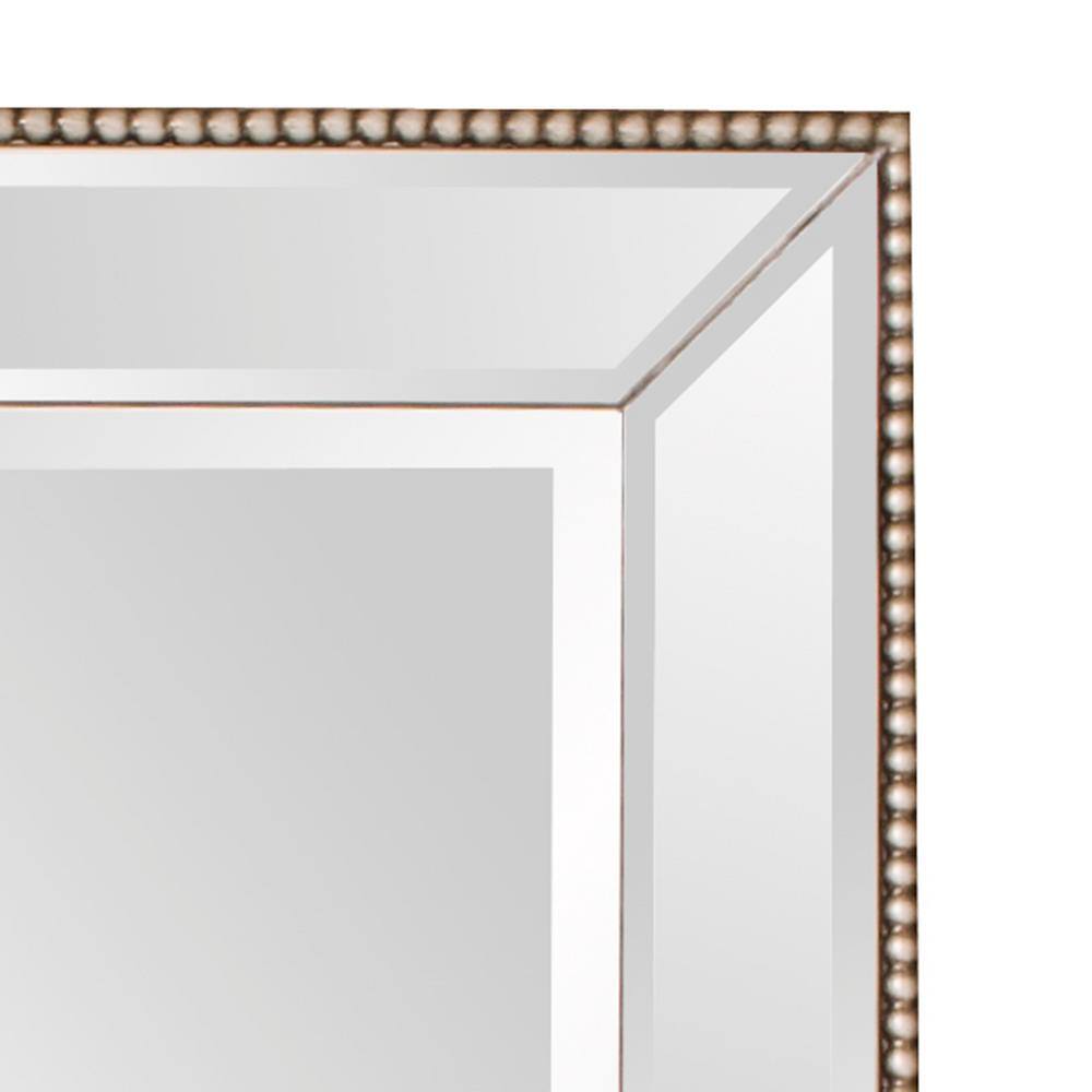 Elegant Roberto Rectangular Bronze & Silver Beaded Wall Mirror