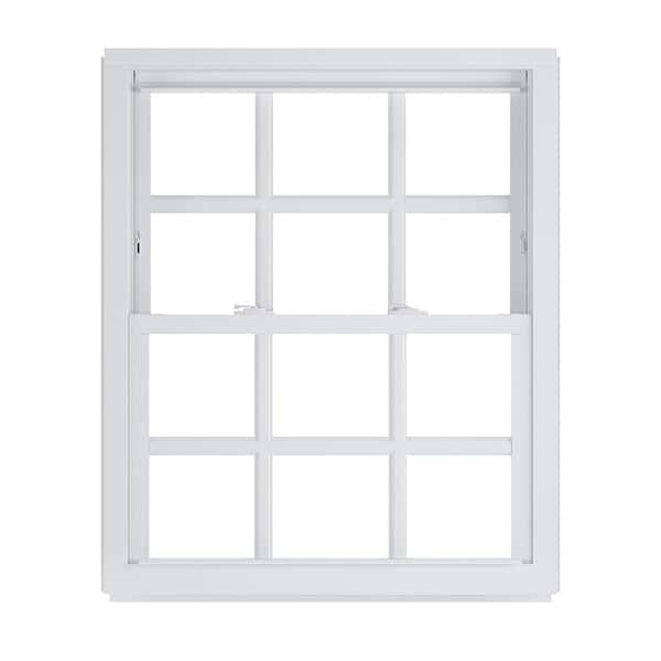 American Craftsman 31.75 in. x 37.25 in. 50 Series  White Double Hung Low-E Argon Glass Vinyl Replacement Window with Grids, Screen Incl