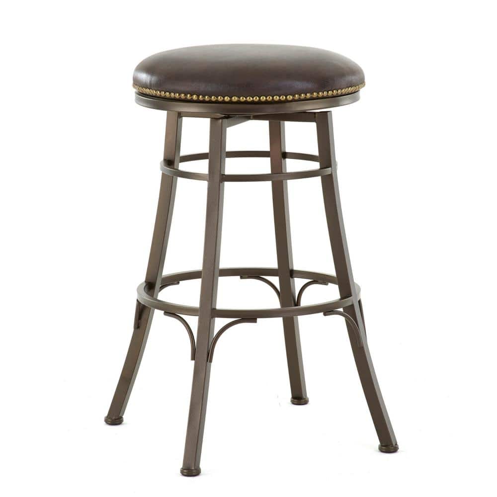 Steve Silver Bali 30 in. Metal Backless Swivel Barstool with Bonded ...