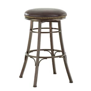 Bali 30 in. Metal Backless Swivel Barstool with Bonded Leather Seat