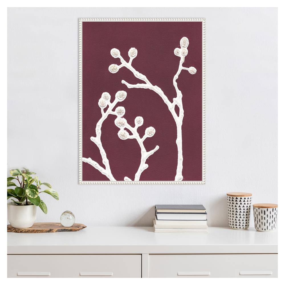 Eastern-Inspired Minimalist Plum Canvas Framed Wall Art 23 x 30