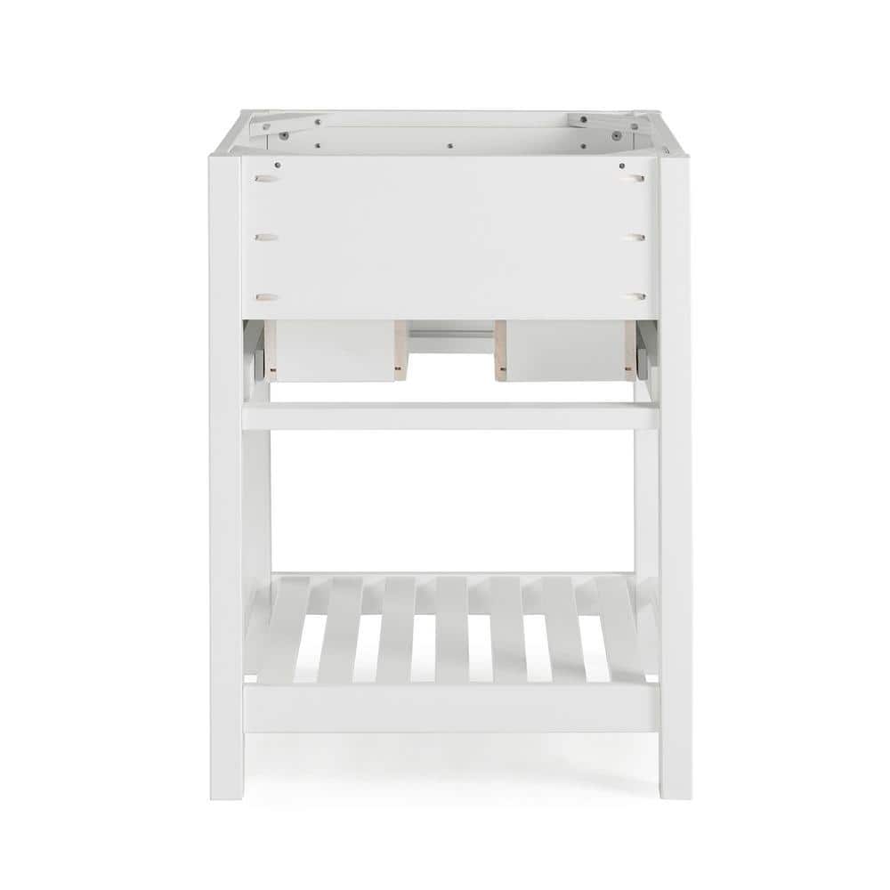 Harrison 24" White Pine Freestanding Vanity Cabinet with Open Shelf