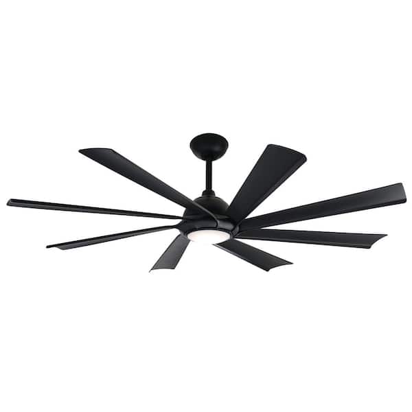 Botu 60 in. Indoor/Outdoor Matte Black Modern Ceiling Fan with Color Temperature, Integrated LED and Remote