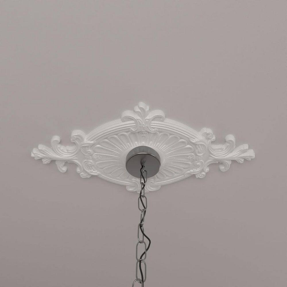 Primed White Polyurethane Rose and Ribbon Ceiling Medallion
