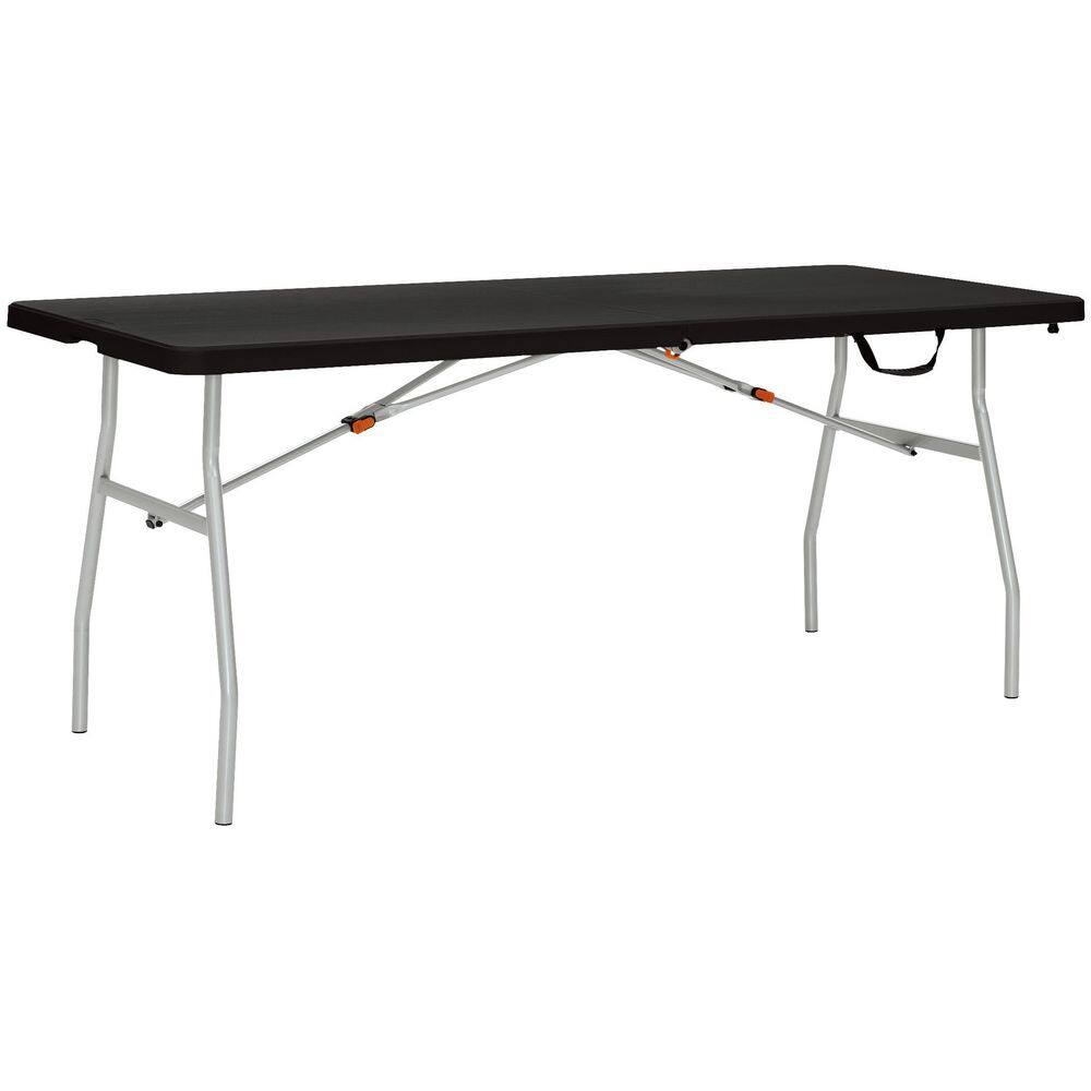 6 ft. Black/Silver Grey Plastic 71.85 in. 4-Legs Dining Table Seats 6 price history on PriceWatchPro