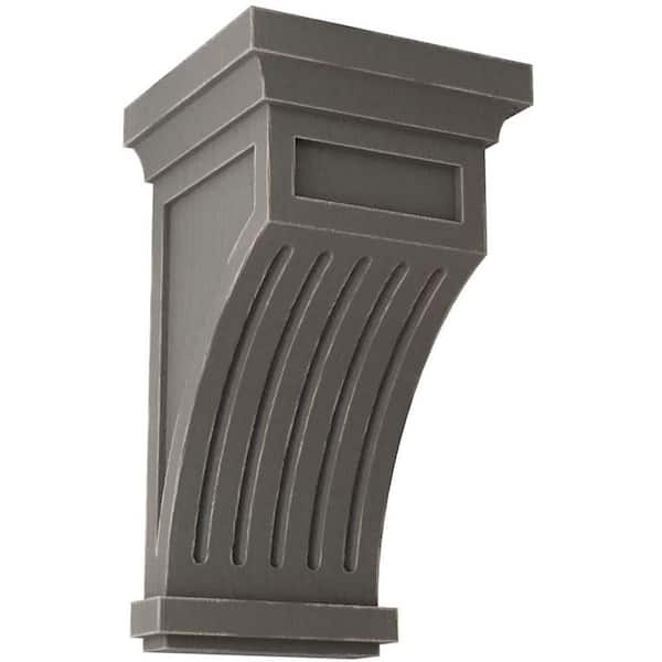 Ekena Millwork 5-1/2 in. x 10 in. x 5-1/2 in. Reclaimed Grey Fluted Wood Vintage Decor Corbel