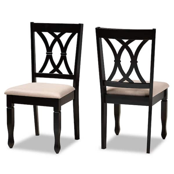 Baxton Studio Reneau Sand Wood Brown Dining Chairs (Set of 2)