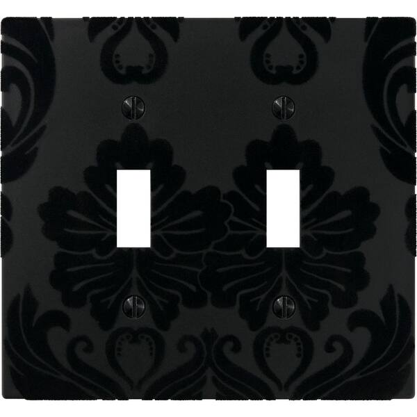 AMERELLE Damask 2 Gang Toggle Composite Wall Plate - Black