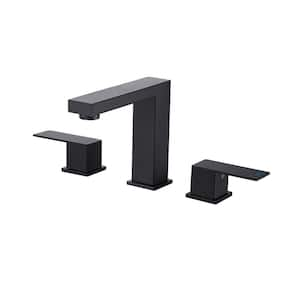 8 in. Widespread 3-Holes 2-Handle Bathroom Vessel Sink Faucet in Matte Black