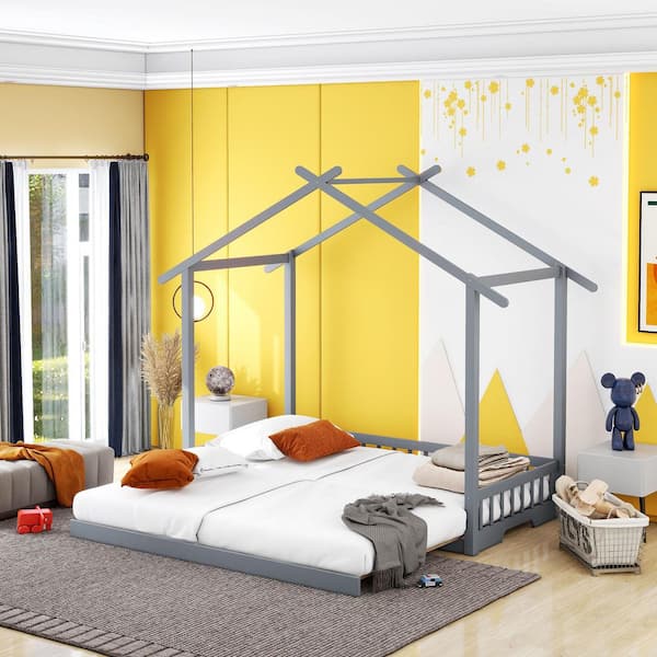 Qualler Gray Twin Extending House Daybed