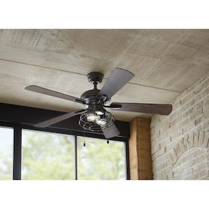 Ellard 52 in. LED Indoor Matte Black Ceiling Fan with Light