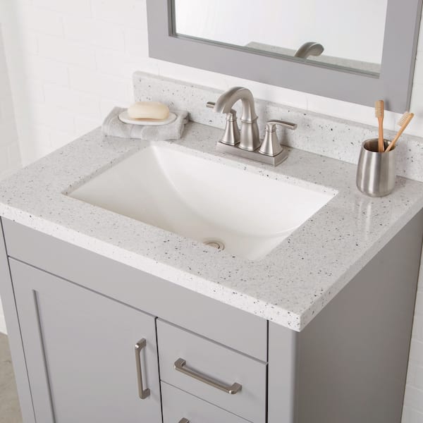 31 in. W Cultured Marble Vanity Backsplash in Silver Ash