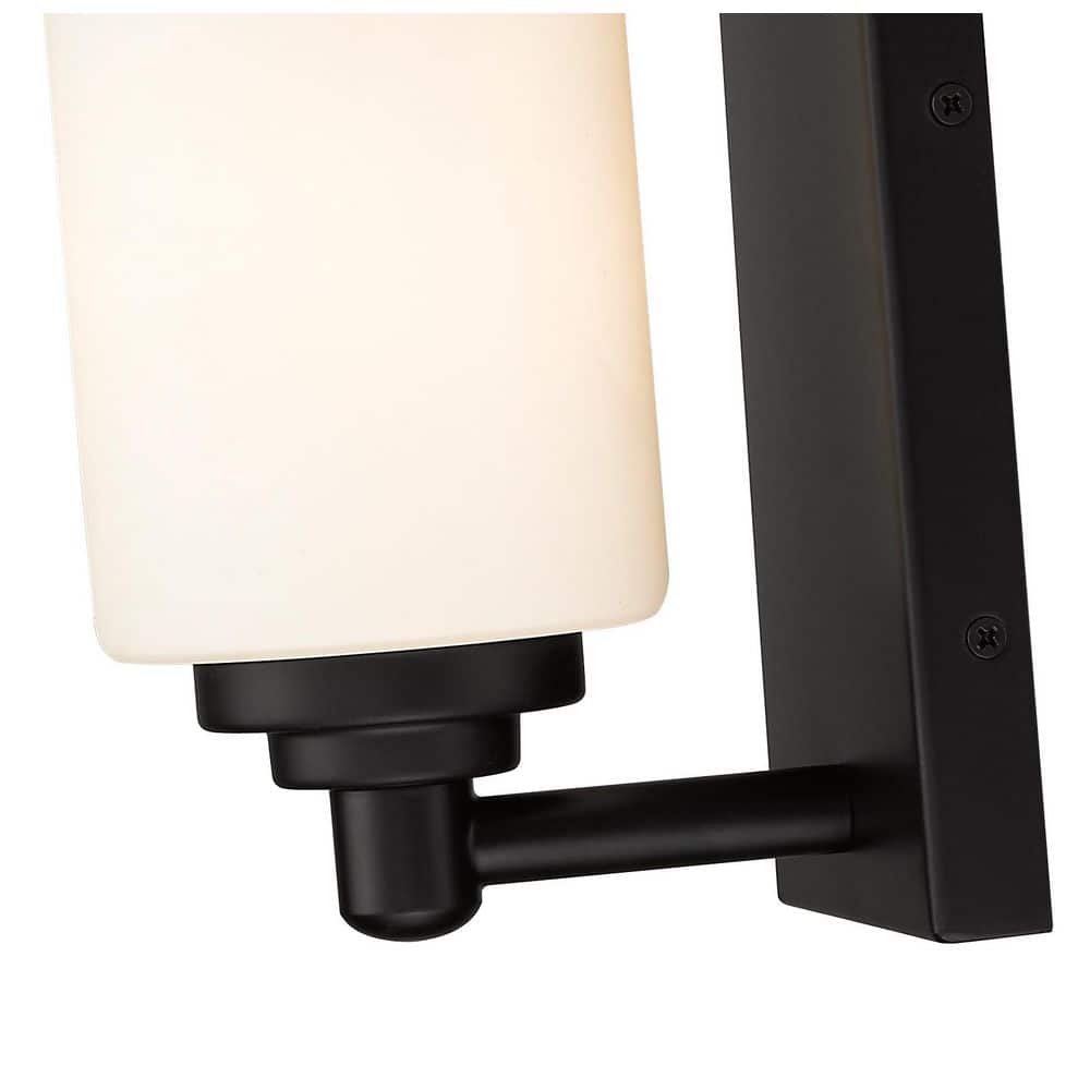 Soledad Matte Black 7.5" Dimmable Wall Sconce with White Glass Shade