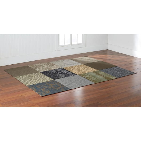 Carpet tiles Lxn Place and Stick Polypropylene Squares,Non Slip Bitumen Backing & Washable Floor Tile,Commercial/Household 20 x 20