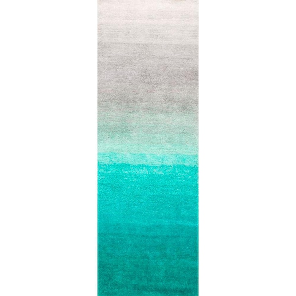 nuLOOM Luxe Ombre Turquoise 3 ft. x 8 ft. Runner Rug