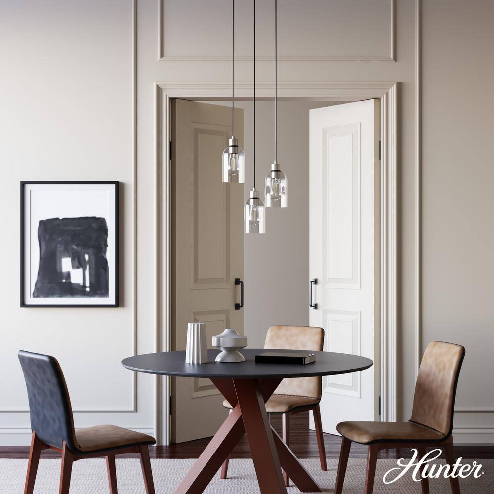 Brushed Nickel 3-Light Modern Glass Pendant Cluster