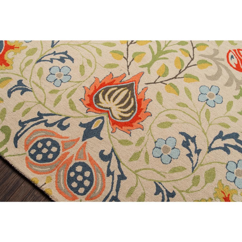 Handmade Multi-Colored Floral Wool 5'x8' Tufted Rug