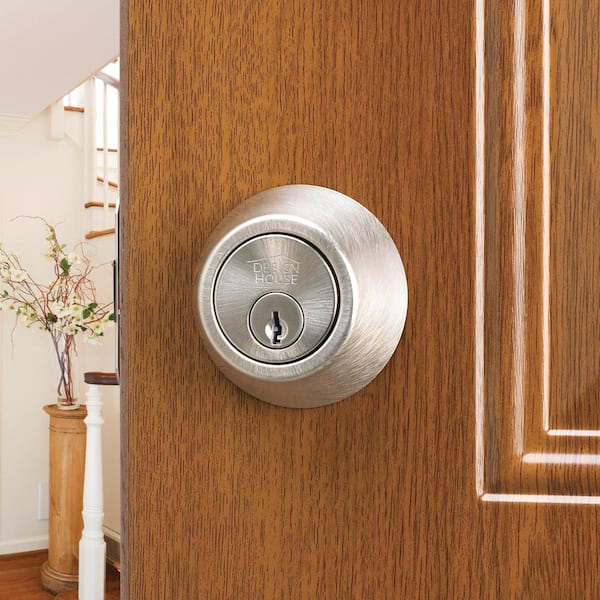 Design House Satin Nickel 2-Way Replacement Deadbolt Latch 790758