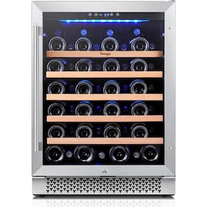 24 in. Single Zone 52-Bottles Built-In Wine Cooler Refrigerator with Safety Lock and 5 Removable Shelves