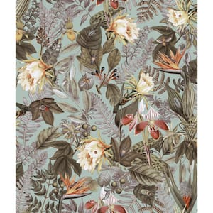 Tropical Flowers Green Peel and Stick Wallpaper (Covers 28.18 sq. ft.)