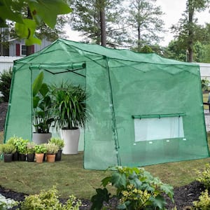 11 ft. x 8.5 ft. Green Pop-Up Walk-in Greenhouse with Roll-Up Windows and Zippered Door