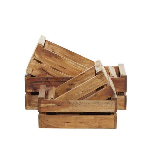 Sturdy Wood Storage Box Set of 4