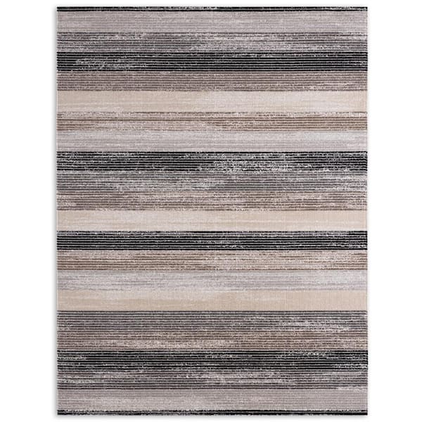 Patio Sofia Estelle Gray/Mustard 5 ft. x 7 ft. Abstract Indoor/Outdoor Area Rug