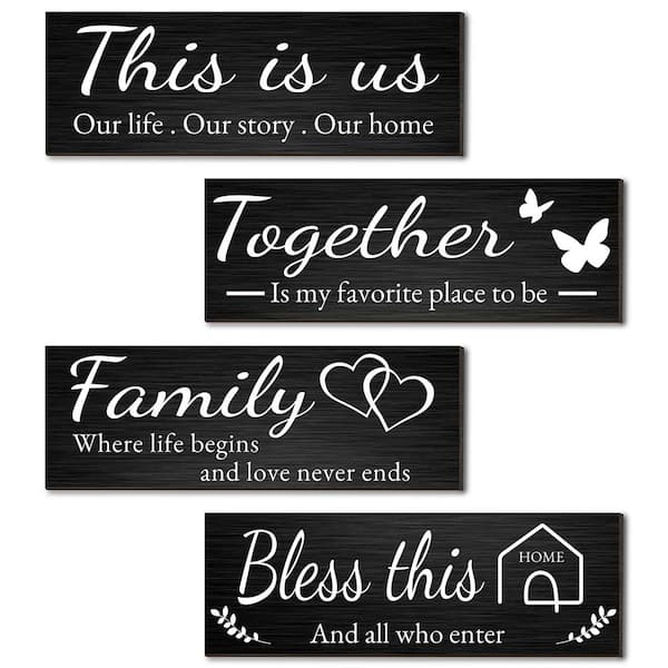 Unbranded 4.7 in. x 13.8 in. Black "This IS US" Farmhouse Wooden Wall Art